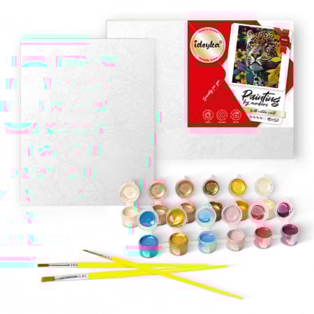 Set pictura pe numere, cu sasiu, Frumusetea pradatorului - extra culori metalizate, 40x50 cm [1]