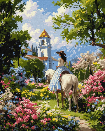 Picturi pe numere - Set pictura pe numere, cu sasiu, Eleganta echitatiei, 40x50 cm