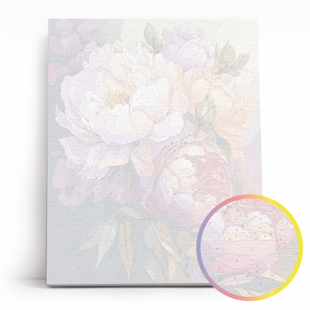 Set pictura pe numere, cu sasiu, Bujori in floare, 40x50 cm [2]