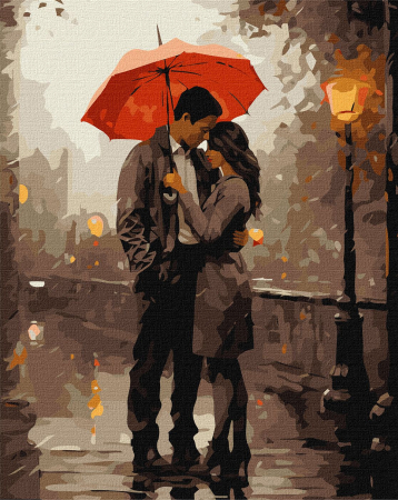 Picturi pe numere - Set pictura pe numere, cu sasiu, Armonia indragostitilor, 40x50 cm