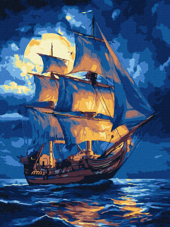 Dimensiuni medii si mici - Set pictura pe numere, cu sasiu, Legenda valurilor, 30x40 cm