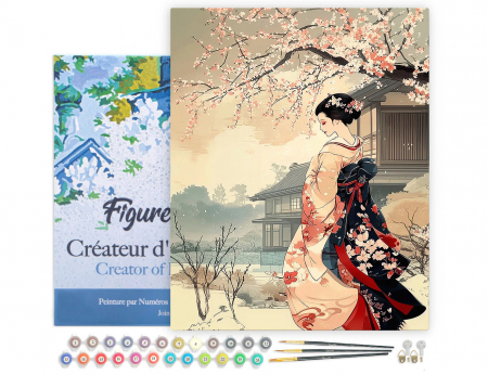 Set pictura pe numere, cu sasiu, Gheisa iarna, 40x50 cm [1]