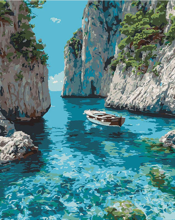 Picturi pe numere 40x50 cm – modele variate pentru toate gusturile - Set pictura pe numere, cu sasiu, Golf albastru linistit, 40x50 cm