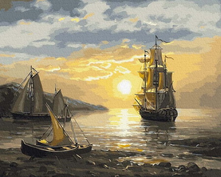 Set pictura pe numere, cu sasiu, Golf linistit, 40x50 cm [0]