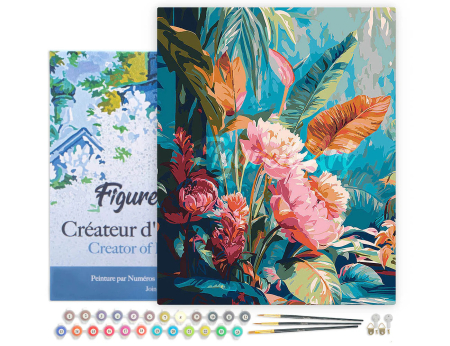 Set pictura pe numere, cu sasiu, Flori de jungla, 40x50 cm [1]