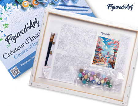 Set pictura pe numere, cu sasiu, Drum de sakura in Kyoto, 40x50 cm [3]