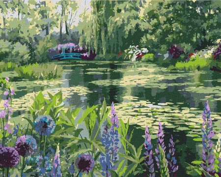 Set pictura pe numere, cu sasiu, Gradina lui Monet din Giverny - Ira Volkova, 40x50 cm