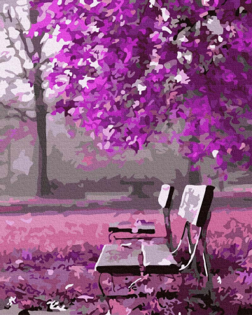 Set pictura pe numere, cu sasiu, Gradina purpurie, 40x50 cm [0]