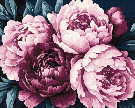 Dimensiune clasica 40x50cm - Set pictura pe numere, cu sasiu, Petale delicate, 40x50 cm