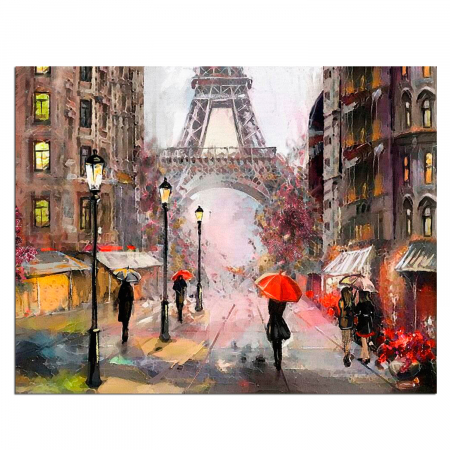 Pictura pe numere, cu sasiu, Paris in the Rain, 40x50 cm [0]