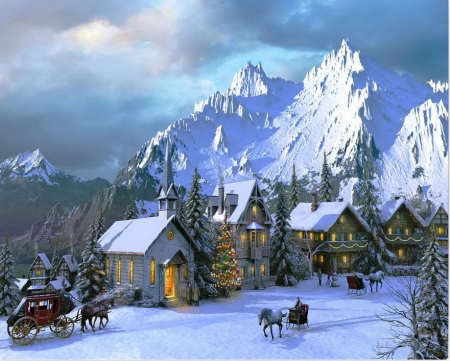 Picturi pe numere - Set pictura pe numere, cu sasiu, Iarna in Alpi, 40x50 cm