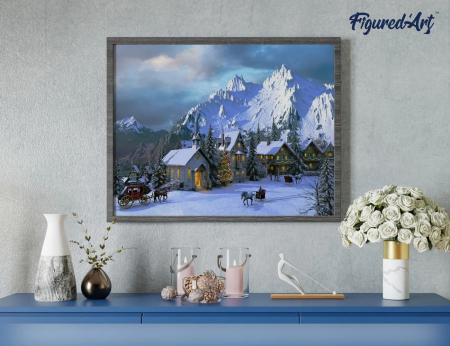 Set pictura pe numere, cu sasiu, Iarna in Alpi, 40x50 cm [2]
