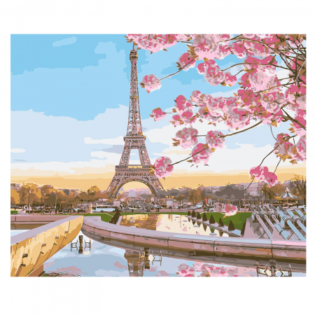 Picturi pe numere - Pictura pe numere, cu sasiu, Paris in Blossom