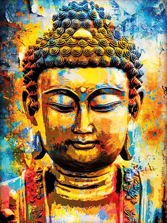Dimensiuni medii si mici - Set pictura pe numere, cu sasiu, Buddha, 30x40 cm