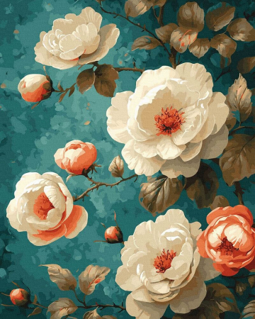 Picturi pe numere - Set pictura pe numere, cu sasiu, Simfonia florilor, 40x50 cm