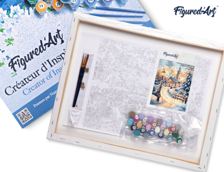 Set pictura pe numere, cu sasiu, In drum spre biserica, 40x50 cm [3]