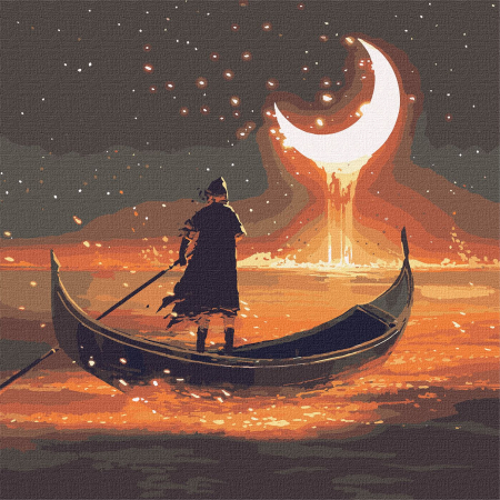 Set pictura pe numere, cu sasiu, In drum spre luna - culori metalizate, 50x50 cm [0]