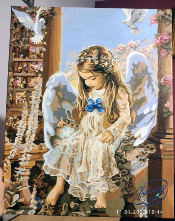 Set pictura pe numere, cu sasiu, Ingeras, 40x50 cm [1]