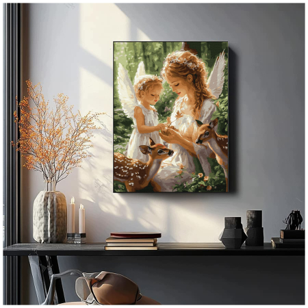 Set pictura pe numere, cu sasiu, Ingeri, 40x50 cm [3]