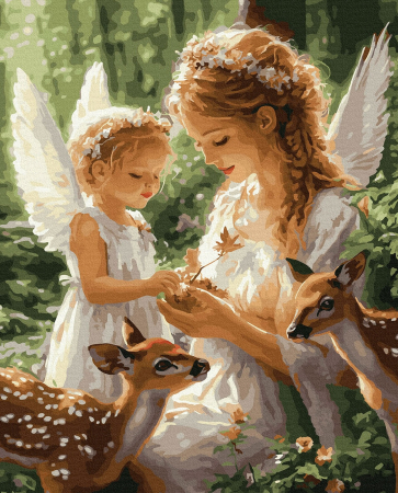 Picturi pe numere - Set pictura pe numere, cu sasiu, Ingeri, 40x50 cm
