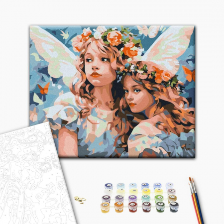 Set pictura pe numere, cu sasiu, Ingeri cu coronite, 40x50 cm [1]