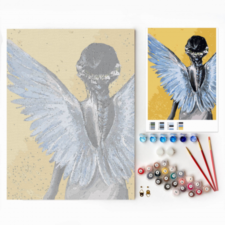 Set pictura pe numere, cu sasiu, Ingerul pazitor, 30x40 cm [2]