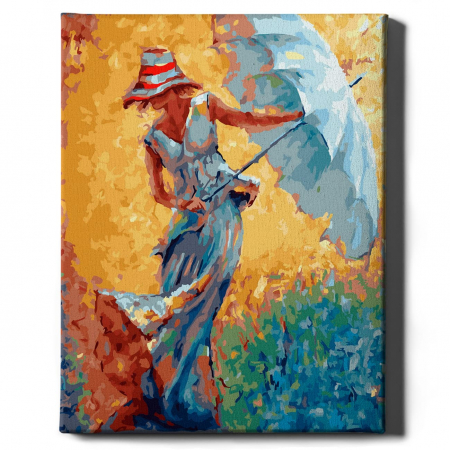 Set pictura pe numere, cu sasiu, Femeie cu umbrela, 40x50 cm [1]