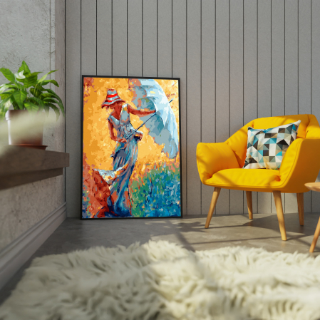 Set pictura pe numere, cu sasiu, Femeie cu umbrela, 40x50 cm [3]