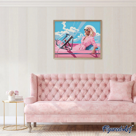 Set pictura pe numere, cu sasiu, Diva in masina retro, 40x50 cm [1]