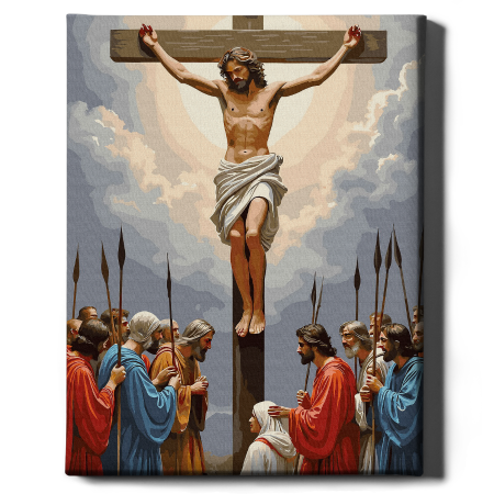 Set pictura pe numere, cu sasiu, Isus pe cruce, 40x50 cm [1]