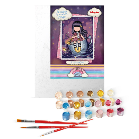 Set pictura pe numere, cu sasiu, Aventura nocturna - colectia Santoro, 30x40 cm [1]