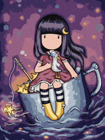 Dimensiuni medii si mici - Set pictura pe numere, cu sasiu, Aventura nocturna - colectia Santoro, 30x40 cm