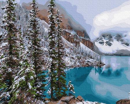 Set pictura pe numere, cu sasiu, Lac alpin, 40x50 cm [0]