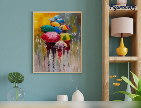 Set pictura pe numere, cu sasiu, Parada de umbrele, 40x50 cm [2]