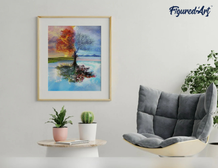 Set pictura pe numere, cu sasiu, Copacul celor 4 anotimpuri, 40x50 cm [2]