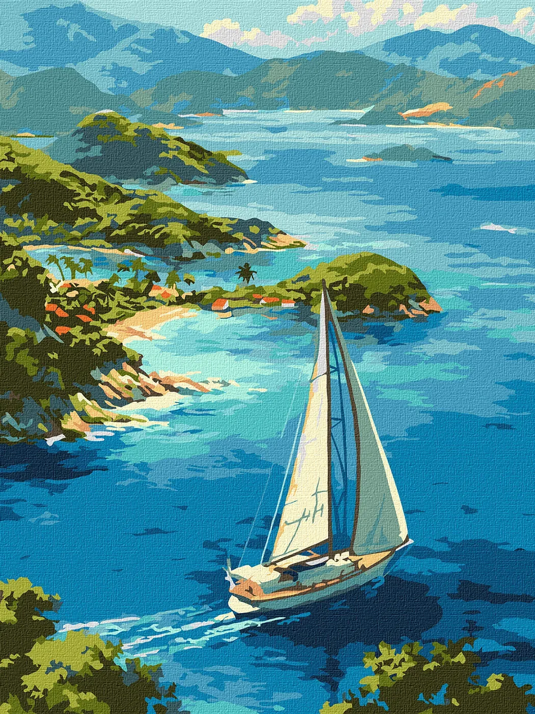 Picturi pe numere dimensiuni mici și medii – ușor de realizat, perfecte pentru orice spațiu - Set pictura pe numere, cu sasiu, Laguna infinita, 30x40 cm