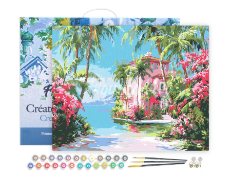 Set pictura pe numere, cu sasiu, Casa in paradis tropical, 40x50 cm [1]