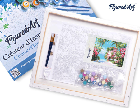 Set pictura pe numere, cu sasiu, Casa in paradis tropical, 40x50 cm [6]