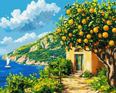 Dimensiune clasica 40x50cm - Set pictura pe numere, cu sasiu, Plaja lamailor, 40x50 cm