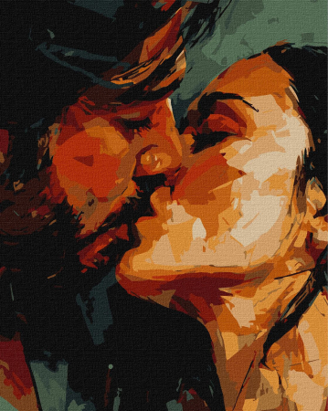 Picturi pe numere 40x50 cm – modele variate pentru toate gusturile - Set pictura pe numere, cu sasiu, El, ea si pasiunea, 40x50 cm