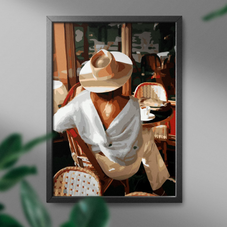 Set pictura pe numere, cu sasiu, Femeie cu palarie, 40x50 cm [2]