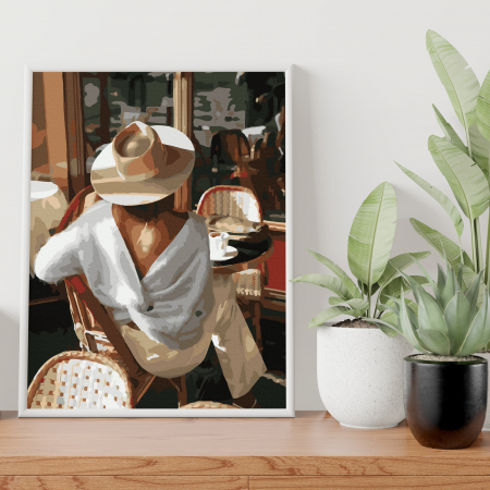 Set pictura pe numere, cu sasiu, Femeie cu palarie, 40x50 cm [3]