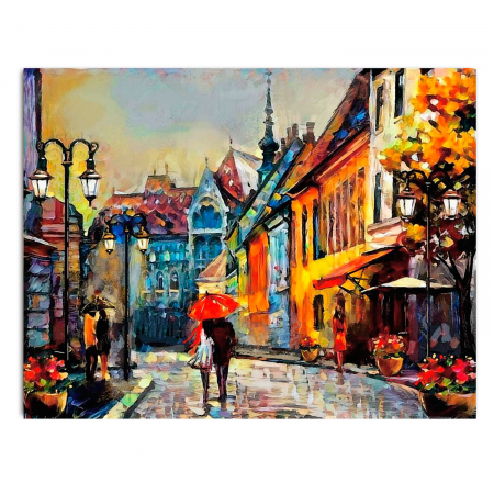 Set pictura pe numere, cu sasiu, European Town, 40x50 cm [0]