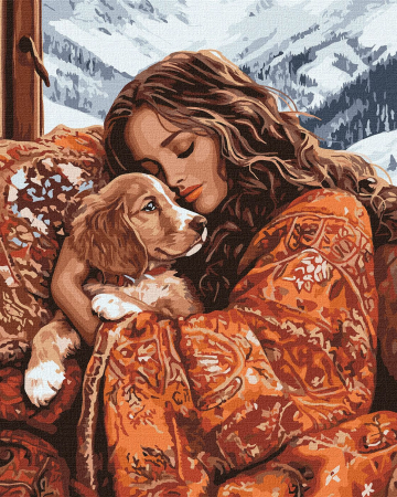 Dimensiune clasica 40x50cm - Set pictura pe numere, cu sasiu, Cea mai sincera imbratisare, 40x50 cm