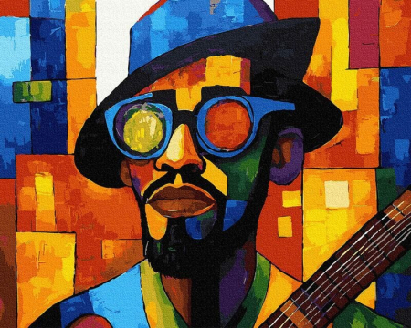 Dimensiune clasica 40x50cm - Set pictura pe numere, cu sasiu, Melodie geometrica, 40x50 cm