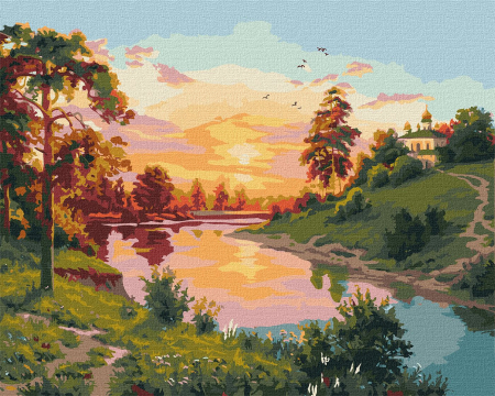 Set pictura pe numere, cu sasiu, Liniste, 40x50 cm [0]