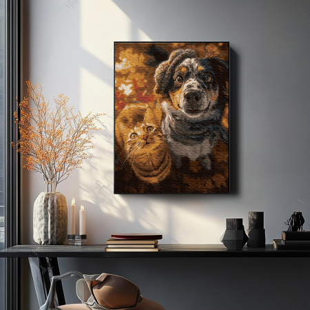 Set pictura pe numere, cu sasiu, Prieteni tomnatici, 40x50 cm [2]