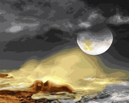 Set pictura pe numere, cu sasiu, Luna plina, 40x50 cm [0]