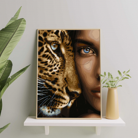 Set pictura pe numere, cu sasiu, Ochi de pradator - canvas negru, 40x50 cm [2]