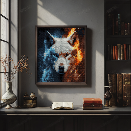 Set pictura pe numere, cu sasiu, Lupul elementelor, 40x50 cm [3]